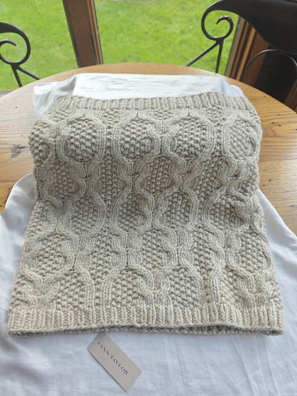 Ann Taylor Cream/beige Cable Knit Infinity Scarf